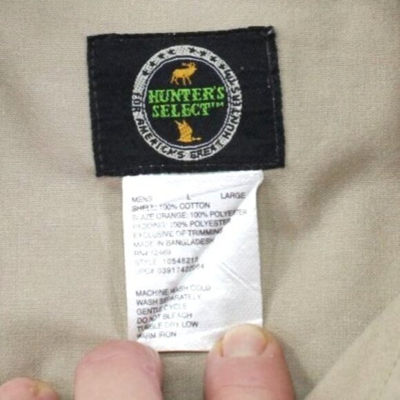 Hunters Select Mens Khaki & Orange Hunting Shirt L 100% Cotton With Embroidered - Picture 3 of 8
